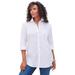 Plus Size Women's Three-Quarter Sleeve Kate Big Shirt by Roaman's in White (Size 22 W) Button Down Shirt Blouse