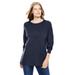 Plus Size Women's Perfect Long-Sleeve Crewneck Tee by Woman Within in Navy (Size 1X) Shirt