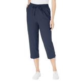 Plus Size Women's Seersucker Capri Pant by Woman Within in Navy (Size 18 W)