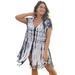 Plus Size Women's Olivia Shibori Cover Up Tunic by Swimsuits For All in Black White Tie Dye (Size 14/16)