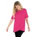 Plus Size Women's Perfect Cuffed Elbow-Sleeve Boat-Neck Tee by Woman Within in Raspberry Sorbet (Size 3X) Shirt