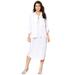 Plus Size Women's Three-Quarter Sleeve Jacket Dress Set with Button Front by Roaman's in White (Size 24 W)