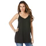 Plus Size Women's V-Neck Cami by Roaman's in Black (Size 14 W) Top