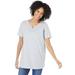 Plus Size Women's Perfect Short-Sleeve Keyhole Tee by Woman Within in Heather Grey (Size 30/32) Shirt