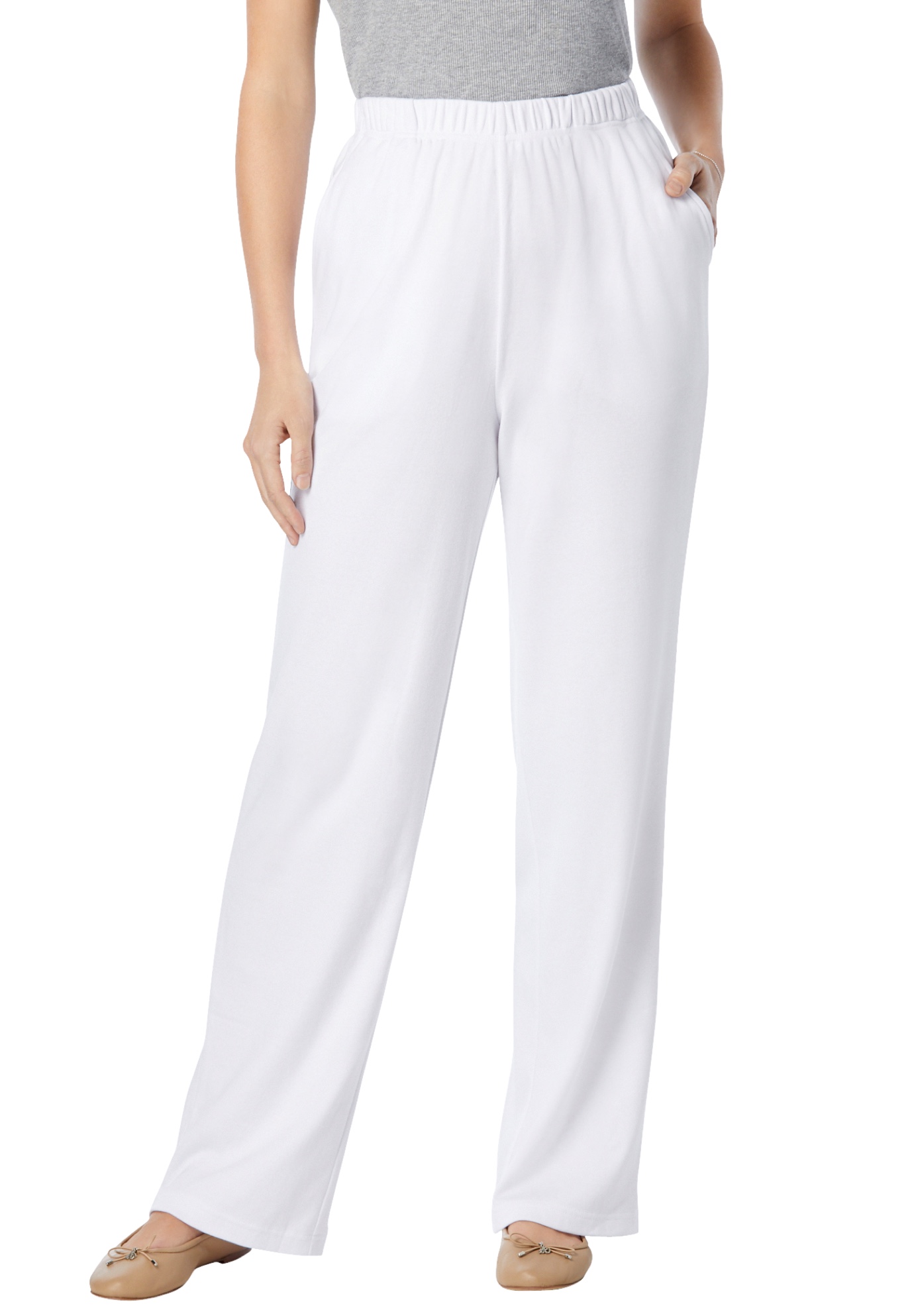 Plus Size Women's 7-Day Knit Wide-Leg Pull-On Pants by Woman Within in White (Size 5X)