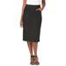 Plus Size Women's Comfort Waist Stretch Denim Midi Skirt by Jessica London in Black (Size 20) Elastic Waist Stretch Denim