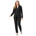 Plus Size Women's Single-Breasted Pantsuit by Jessica London in Black (Size 22 W) Set