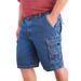 Men's Big & Tall Boulder Creek® 12" Side Elastic Denim Cargo Shorts by Boulder Creek in Blue Wash (Size 58)