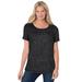 Plus Size Women's Marled Cuffed-Sleeve Tee by Woman Within in Dark Black Marled (Size 2X) Shirt