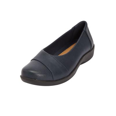 Extra Wide Width Women's The Gab Slip On Flat by Comfortview in Navy (Size 7 1/2 WW)