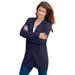 Plus Size Women's Classic-Length Thermal Hoodie by Roaman's in Navy (Size 3X) Zip Up Sweater