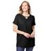 Plus Size Women's Perfect Short-Sleeve Keyhole Tee by Woman Within in Black (Size 18/20) Shirt