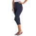 Plus Size Women's Essential Stretch Capri Legging by Roaman's in Navy (Size 26/28) Activewear Workout Yoga Pants