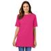 Plus Size Women's Perfect Short-Sleeve Boatneck Tunic by Woman Within in Raspberry Sorbet (Size 5X)