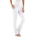 Plus Size Women's Straight-Leg Comfort Stretch Jean by Denim 24/7 in White Denim (Size 14 W) Elastic Waist Denim