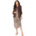 Plus Size Women's Three-Quarter Sleeve Jacket Dress Set with Button Front by Roaman's in Natural Animal Print (Size 34 W)