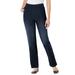 Plus Size Women's Straight Leg Fineline Jean by Woman Within in Indigo Sanded (Size 18 T)