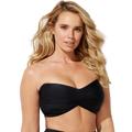 Plus Size Women's Valentine Ruched Bandeau Bikini Top by Swimsuits For All in Black (Size 16)