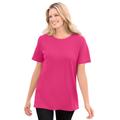 Plus Size Women's Thermal Short-Sleeve Satin-Trim Tee by Woman Within in Raspberry Sorbet (Size 2X) Shirt