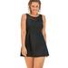 Plus Size Women's Mesh High Neck Swimdress by Swimsuits For All in Black (Size 18)