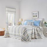 Florence Oversized Bedspread by BrylaneHome in Sky Blue Stripe (Size QUEEN)