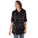Plus Size Women's Pintucked Tunic Blouse by Woman Within in Black Airy Floral (Size 2X)