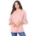 Plus Size Women's Bell-Sleeve Ultimate Tee by Roaman's in Soft Blush (Size 12) Shirt