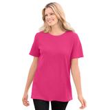 Plus Size Women's Thermal Short-Sleeve Satin-Trim Tee by Woman Within in Raspberry Sorbet (Size 5X) Shirt