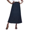 Plus Size Women's Stretch Denim Jegging Skirt by Jessica London in Indigo (Size 14) Flared Stretch Denim w/ Vertical Seams