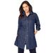 Plus Size Women's Long Denim Jacket by Jessica London in Indigo (Size 20 W) Tunic Length Jean Jacket