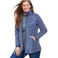 Plus Size Women's Zip-Front Microfleece Jacket by Woman Within in Evening Blue Marled (Size 4X)