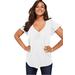Plus Size Women's Flutter-Sleeve Sweetheart Ultimate Tee by Roaman's in White (Size 18/20) Long T-Shirt Top