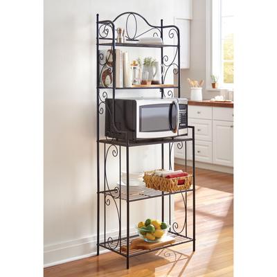 Scroll Baker's Rack by BrylaneHome in Black Kitchen Storage Organization