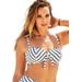 Plus Size Women's Scout Underwire Bikini Top by Swimsuits For All in Black White Stripe (Size 12)