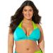 Plus Size Women's Romancer Colorblock Halter Triangle Bikini Top by Swimsuits For All in Neon Mint Oasis (Size 22)