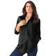 Plus Size Women's Long-Sleeve Kate Big Shirt by Roaman's in Black (Size 40 W) Button Down Shirt Blouse