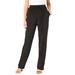 Plus Size Women's Straight-Leg Soft Knit Pant by Roaman's in Black (Size 6X) Pull On Elastic Waist