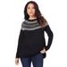 Plus Size Women's Fair Isle Pullover Sweater by Roaman's in Black Classic Fair Isle (Size 26/28)