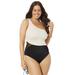 Plus Size Women's One Shoulder One Piece Swimsuit by Swimsuits For All in Black Cream (Size 18)