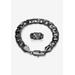 Men's Big & Tall Black Ruthenium-Plated Curb-Link 9" Bracelet and Ring Set by PalmBeach Jewelry in Stainless Steel (Size 11)