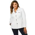 Plus Size Women's Peplum Denim Jacket by Jessica London in White (Size 28 W) Feminine Jean Jacket