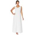 Plus Size Women's Stretch Cotton Crochet-Back Maxi Dress by Jessica London in White (Size 16) Maxi Length