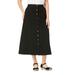 Plus Size Women's Perfect Cotton Button Front Skirt by Woman Within in Black (Size 22 W)