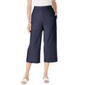 Plus Size Women's Linen Capri by Woman Within in Navy (Size 12 W) Pants