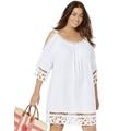 Plus Size Women's Vera Crochet Cold Shoulder Cover Up Dress by Swimsuits For All in White (Size 14/16)