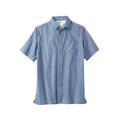 Men's Big & Tall Striped Short-Sleeve Sport Shirt by KingSize in Slate Blue Stripe (Size 4XL)