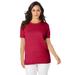 Plus Size Women's Fine Gauge Crewneck Shell by Jessica London in Classic Red (Size 18/20) Short Sleeve Sweater