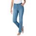 Plus Size Women's Straight-Leg Stretch Jean by Woman Within in Light Wash Sanded (Size 32 T)