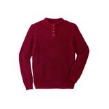 Men's Big & Tall Henley Shaker Sweater by KingSize in Rich Burgundy Marl (Size 8XL)