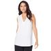 Plus Size Women's Ultrasmooth® Fabric V-Neck Tank by Roaman's in White (Size 12) Top Stretch Jersey Sleeveless Tee